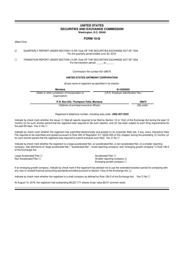 Thumbnail United States Antimony Corporation 10-Q Quarterly Report FY2018 