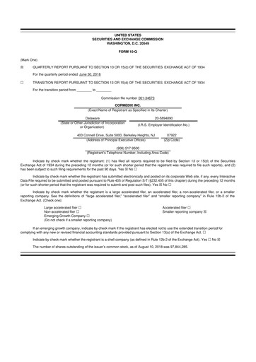 Thumbnail CorMedix 10-Q Quarterly Report FY2018 