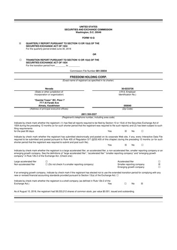 Vorschaubild Freedom Holding 10-Q Quartalsbericht 2019 