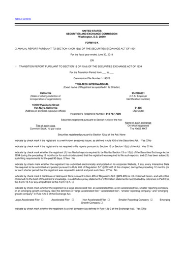 Thumbnail Trio-Tech International 10-K Annual Report 2018