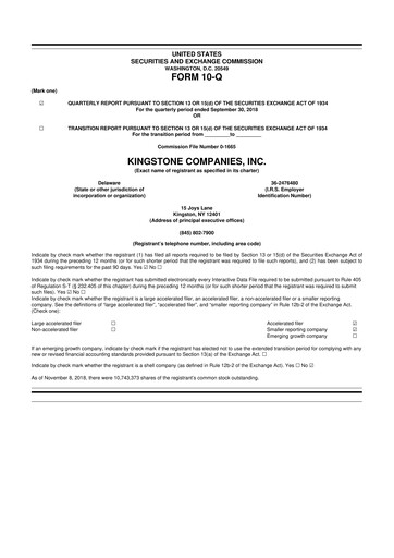 Thumbnail Kingstone Companies 10-Q Quarterly Report FY 