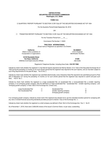 Thumbnail Trio-Tech International 10-Q Quarterly Report FY2019 Q1