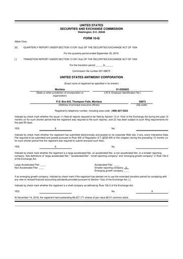 Thumbnail United States Antimony Corporation 10-Q Quarterly Report FY2018 