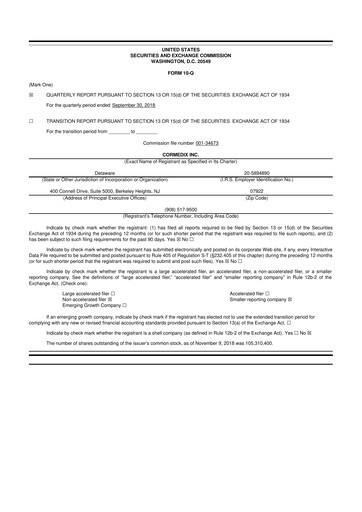 Thumbnail CorMedix 10-Q Quarterly Report FY2018 
