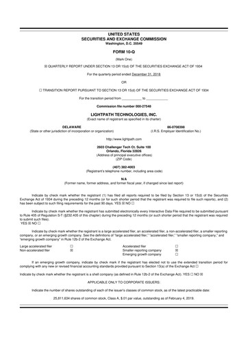 Vorschaubild LightPath Technologies 10-Q Quartalsbericht 2019 