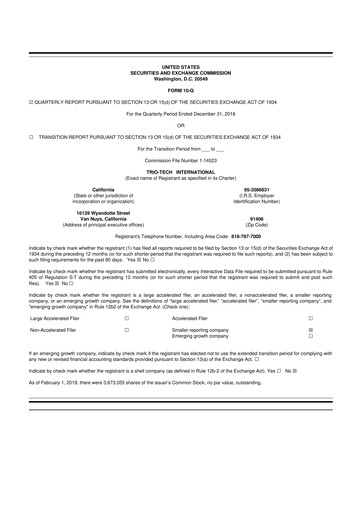 Thumbnail Trio-Tech International 10-Q Quarterly Report FY2019 Q2