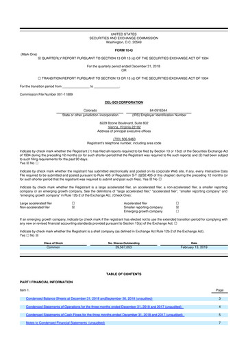 Thumbnail Cel-Sci

 10-Q Quarterly Report FY2019 