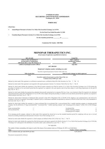 Thumbnail Monopar Therapeutics 10-K Annual Report 2018