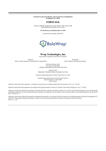 Miniature Wrap Technologies
 10-K Rapport annuel 2018