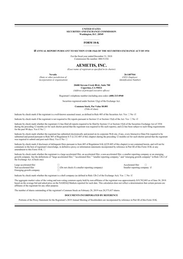 Thumbnail Aemetis 10-K Annual Report 2018