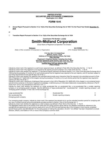 Thumbnail Smith-Midland Corporation 10-K Annual Report 2018