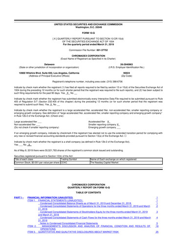 Thumbnail Niagen Bioscience 10-Q Quarterly Report FY2019 