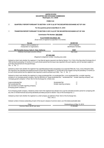 Thumbnail Flux Power 10-Q Quarterly Report FY2019 