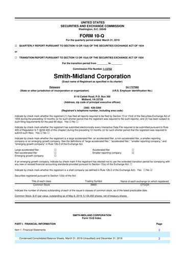 Thumbnail Smith-Midland Corporation 10-Q Quarterly Report FY2019 