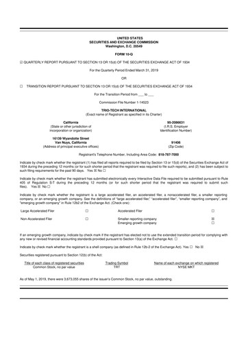 Thumbnail Trio-Tech International 10-Q Quarterly Report FY2019 Q3