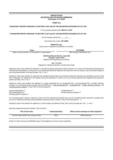 Thumbnail PEDEVCO
 10-Q Quarterly Report FY2019 