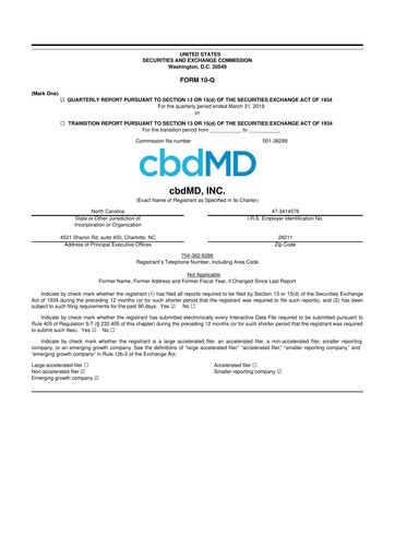 Thumbnail cbdMD 10-Q Quarterly Report FY2019 