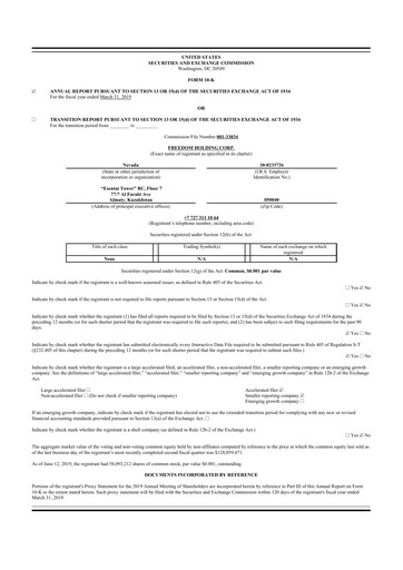 Thumbnail Freedom Holding 10-K Annual Report 2019