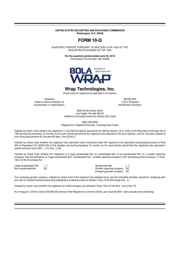 Miniature Wrap Technologies
 10-Q Rapport trimestriel 2019 