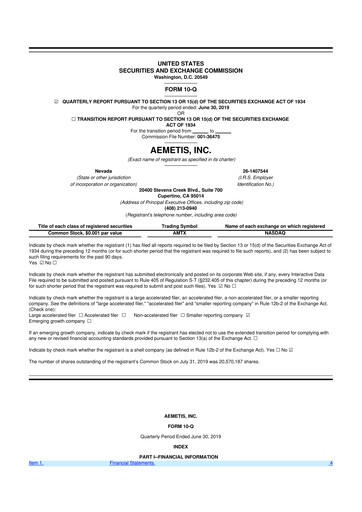 Thumbnail Aemetis 10-Q Quarterly Report FY2019 