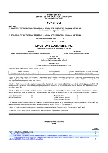 Thumbnail Kingstone Companies 10-Q Quarterly Report FY2019 