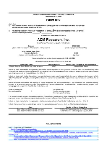 Thumbnail ACM Research
 10-Q Quarterly Report FY2019 