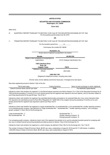 Vorschaubild RumbleOn 10-Q Quartalsbericht 2019 