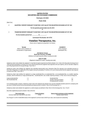 Thumbnail VistaGen Therapeutics
 10-Q Quarterly Report FY2020 
