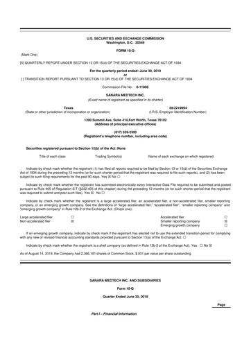 Thumbnail Sanara MedTech 10-Q Quarterly Report FY2019 