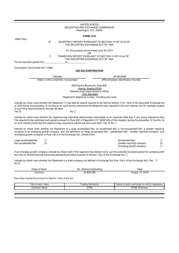 Thumbnail Cel-Sci

 10-Q Quarterly Report FY2019 