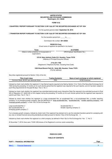 Thumbnail PEDEVCO
 10-Q Quarterly Report FY2019 