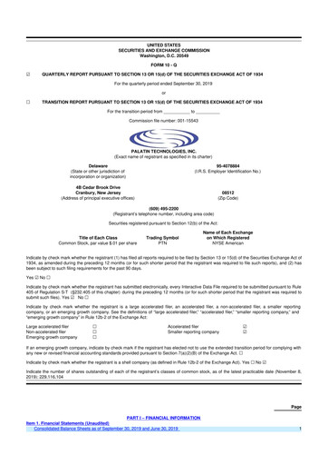 Miniature Palatin Technologies 10-Q Rapport trimestriel 2020 
