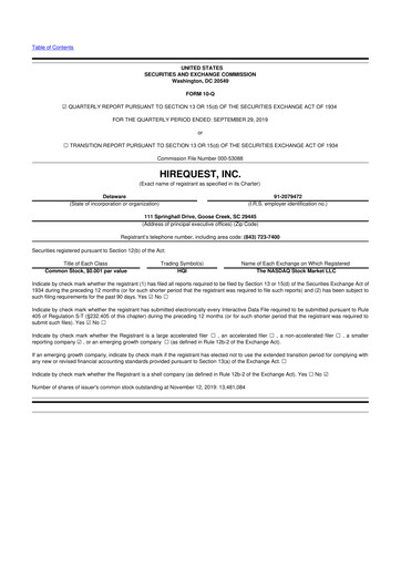 Miniature HireQuest 10-Q Rapport trimestriel 2019 