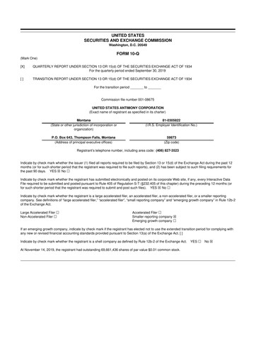 Thumbnail United States Antimony Corporation 10-Q Quarterly Report FY2019 