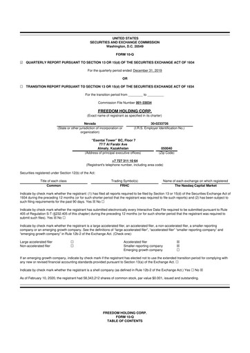 Vorschaubild Freedom Holding 10-Q Quartalsbericht 2020 