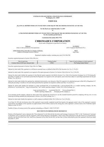 Thumbnail Niagen Bioscience 10-K Annual Report 2019