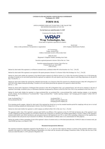 Miniature Wrap Technologies
 10-K Rapport annuel 2019