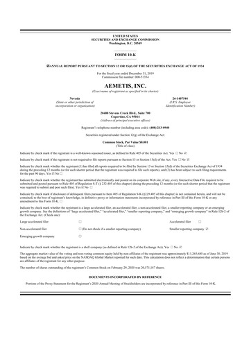 Thumbnail Aemetis 10-K Annual Report 2019