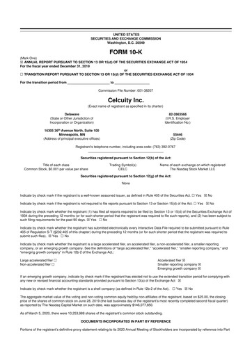 Vorschaubild Celcuity Inc. 10-K Jahresbericht 2019
