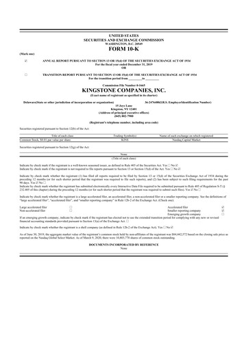 Thumbnail Kingstone Companies 10-K Annual Report 2019