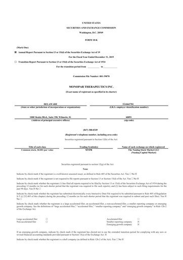Thumbnail Monopar Therapeutics 10-K Annual Report 2019