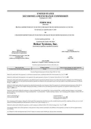 Thumbnail Rekor Systems 10-K Annual Report 2019