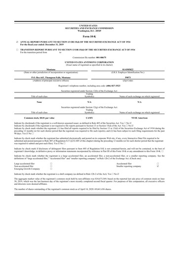 Vorschaubild United States Antimony Corporation 10-K Jahresbericht 2019