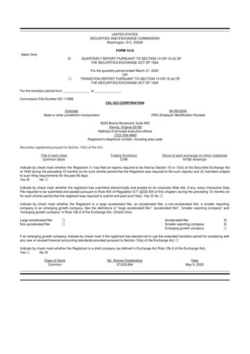 Thumbnail Cel-Sci

 10-Q Quarterly Report FY2020 