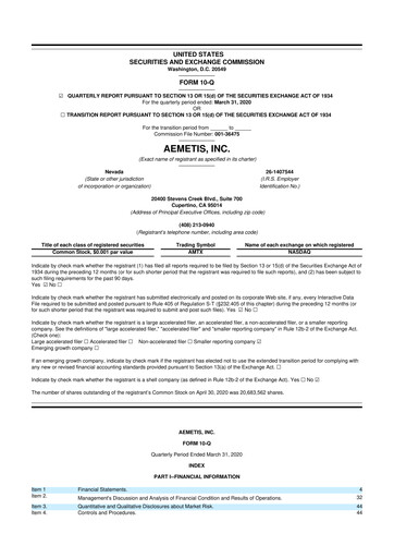 Thumbnail Aemetis 10-Q Quarterly Report FY2020 