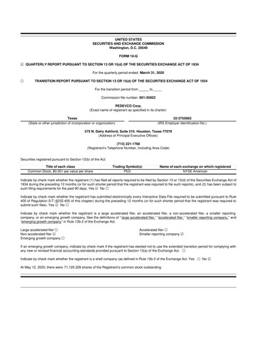 Thumbnail PEDEVCO
 10-Q Quarterly Report FY2020 