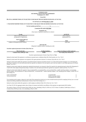 Thumbnail RumbleOn 10-K Annual Report 2019