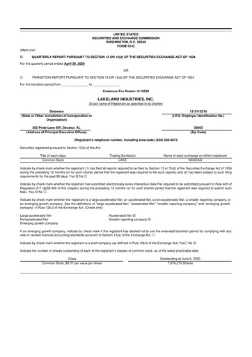 Thumbnail Lakeland Industries
 10-Q Quarterly Report FY2020 