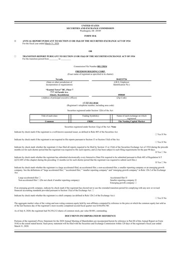 Thumbnail Freedom Holding 10-K Annual Report 2020