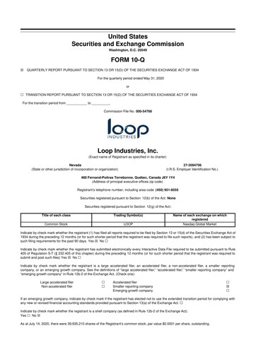 Miniature Loop Industries
 10-Q Rapport trimestriel  